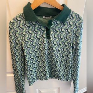 NWT 🏷️ green jacquard green polo top